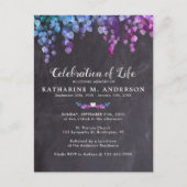 Beerdigung des Lebens Rustikale Beerdigung Lila Pf Einladungspostkarte (Vorderseite)