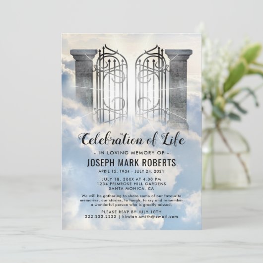 Beerdigung des Lebens | Tore des Himmels Einladung (Stehend Vorderseite)