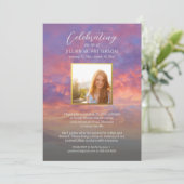 Beerdigung des Lebens Wolken Sonnenuntergang Beerd Einladung (Stehend Vorderseite)