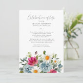 Beerdigung des Lebensfarbenfloralen Begräbnisses Einladung (Stehend Vorderseite)