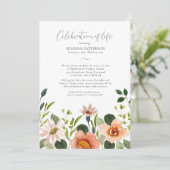 Beerdigung des Lebensfarbenfloralen Begräbnisses Einladung (Stehend Vorderseite)