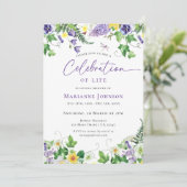 Beerdigung des Lebensfarbenfloralen Begräbnisses Einladung (Stehend Vorderseite)