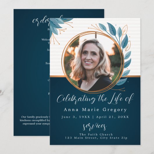 Beerdigung des Life Foto Bronze-Gedenkfeier Programm (Vorne/Hinten)