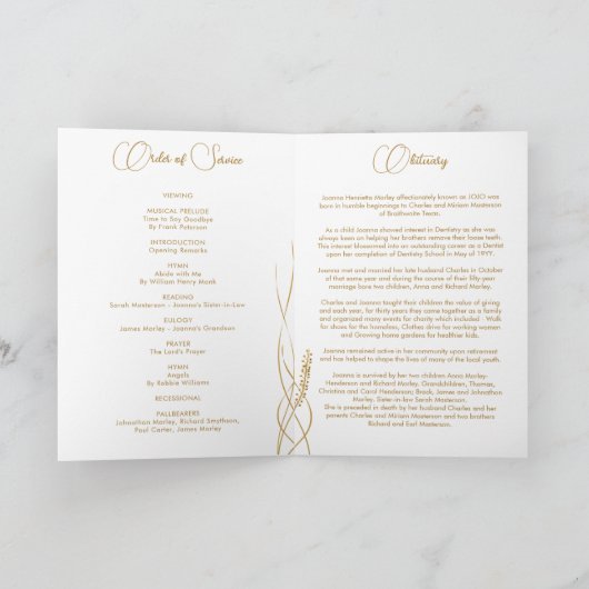 Beerdigung des Life Gold Foto Funeral Program Einladung (Innenseite)