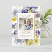 Beerdigung des Lila Blue & Yellow-Gedenkprogramms Einladung (Stehend Vorderseite)
