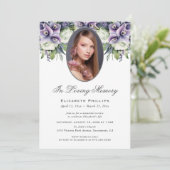 Beerdigung des lila Fotos Einladung (Stehend Vorderseite)