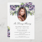 Beerdigung des lila Fotos Einladung (Vorne/Hinten)