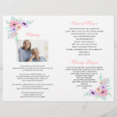 Beerdigung des Programms "Wasserfarben Rosa Blume" Flyer (Hinten)