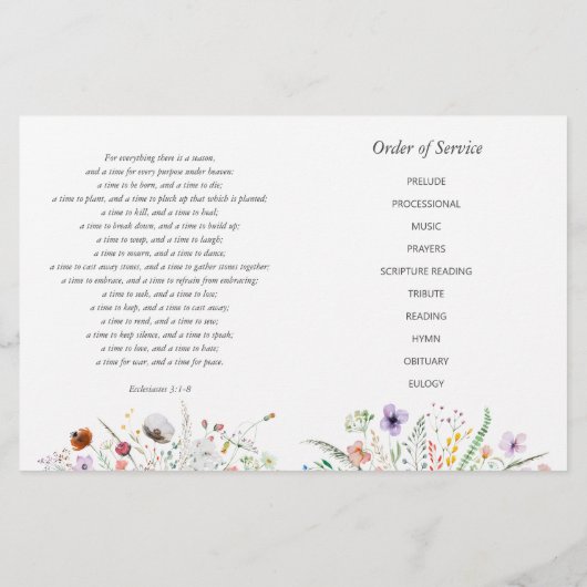 Beerdigung des Programms zur Beerdigung des Fotos Flyer (Hinten)