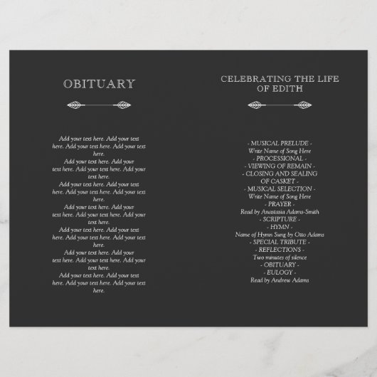 Beerdigung des Programms zur Beerdigung des Lebens (Rückseite)