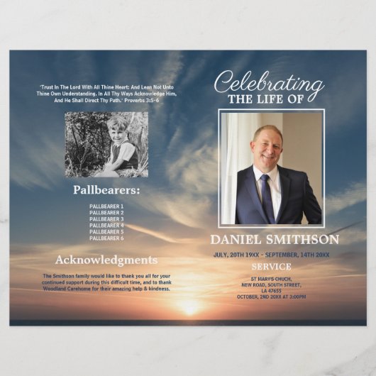 Beerdigung des Programms zur Beerdigung des Lebens Flyer (Vorne)