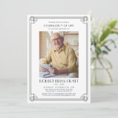 Beerdigung des Schwarz-weißen Fotos der Lebensbeer Einladung (Stehend Vorderseite)