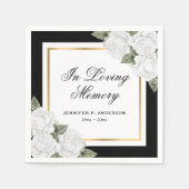 Beerdigung des Schwarz-weißen Goldfloralgedächtnis Serviette (Vorderseite)