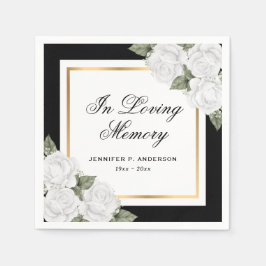 Beerdigung des Schwarz-weißen Goldfloralgedächtnis Serviette
