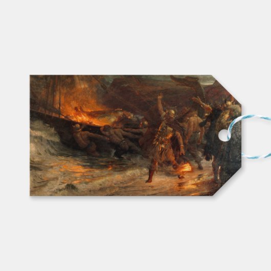 Beerdigung eines Wikens (durch Frank Dicksee) Geschenkanhänger (Vorderseite (Horizontal))