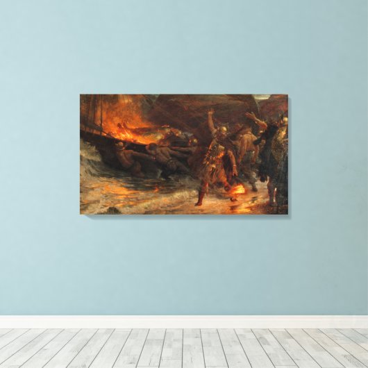 Beerdigung eines Wikens (durch Frank Dicksee) Leinwanddruck (Insitu (Holzboden))