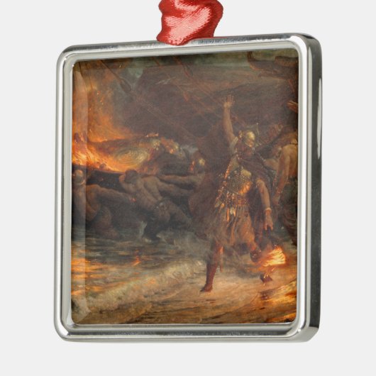 Beerdigung eines Wikens (durch Frank Dicksee) Ornament Aus Metall (Links)