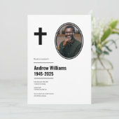 Beerdigung Einfach Moderne Schwarz und Weiß Christ Einladung (Stehend Vorderseite)