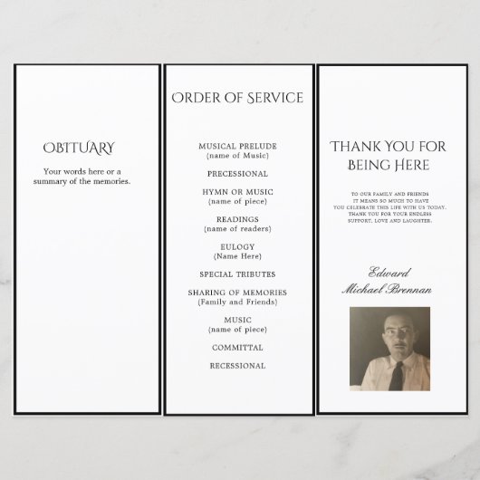 Beerdigung Einfaches Elegantes Foto (Rückseite)