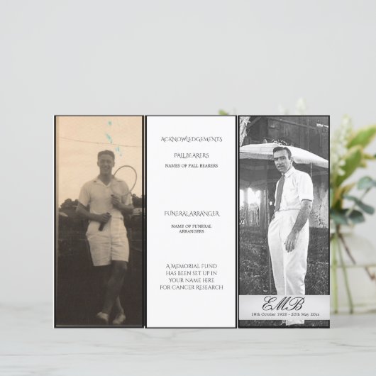 Beerdigung Einfaches Elegantes Foto (Stehend Vorderseite)