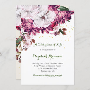 Beerdigung Elegant Burgund Floral Einladung