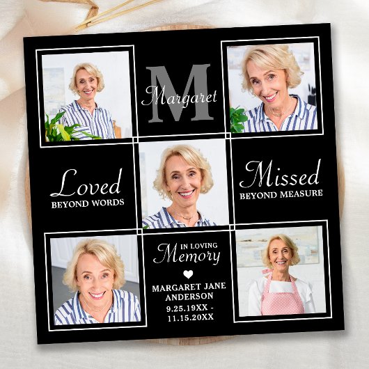 Beerdigung Elegantes Foto Collage Beileid Dankeskarte