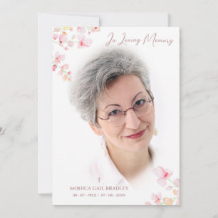 Beerdigung Fake Rose Gold Foto Rosa Blumenzweige Einladung