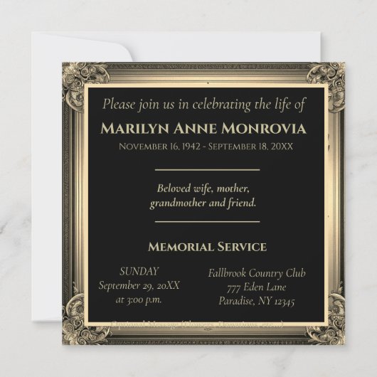 Beerdigung/Feier der Einladung zum Leben (Rückseite)