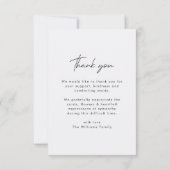 Beerdigung | Feiern zum Beileid des Lebens Dankeskarte (Rückseite)