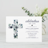 Beerdigung | Feiern zum Blauen Kreuz des Lebens Einladung (Stehend Vorderseite)