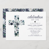 Beerdigung | Feiern zum Blauen Kreuz des Lebens Einladung (Vorne/Hinten)