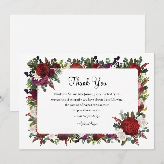 Beerdigung floral Danke Karte (Vorne/Hinten)