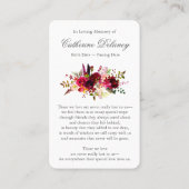 Beerdigung floraler Bordo & Cross Gebet Sympathiek Visitenkarte (Rückseite)