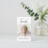 Beerdigung Forever Hearts Script Foto Gebetskarte Visitenkarte (Stehend Vorderseite)