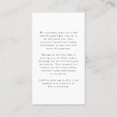 Beerdigung Forever Hearts Script Foto Gebetskarte Visitenkarte (Rückseite)