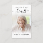 Beerdigung Forever Hearts Script Foto Gebetskarte Visitenkarte (Vorderseite)