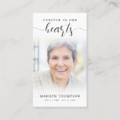 Beerdigung Forever Hearts Script Foto Gebetskarte Visitenkarte (Vorderseite)