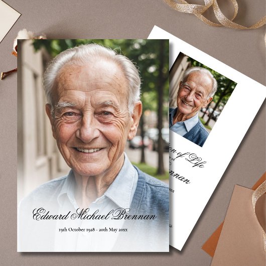 Beerdigung Foto 2 Elegante Einladung