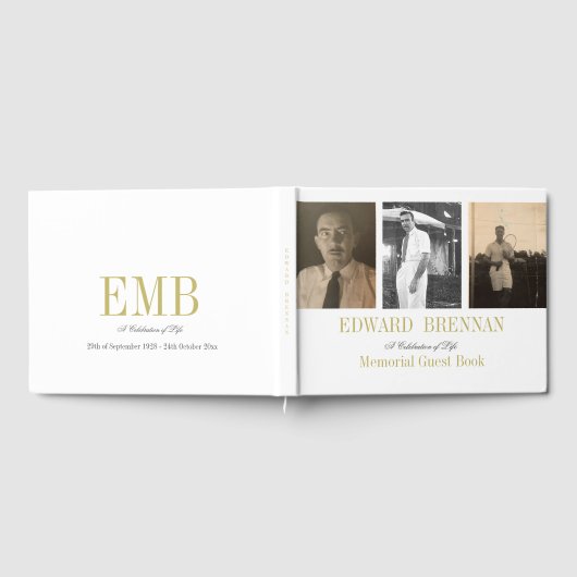 Beerdigung Foto 3 Einfache Elegante Gästebuch (Voll)