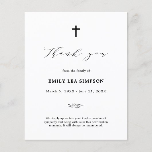 Beerdigung Foto Beileid Trauer Dankeschön Karte (Vorderseite)