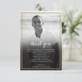 Beerdigung Foto Black and White Gold Gedicht Dankeskarte (Stehend Vorderseite)