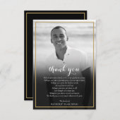 Beerdigung Foto Black and White Gold Gedicht Dankeskarte (Vorne/Hinten)