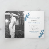 Beerdigung Foto Blaue Eukalyptusfeier Einladung (Innenseite)