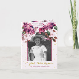 Beerdigung Foto Burgund Blumen Elegante Einladung