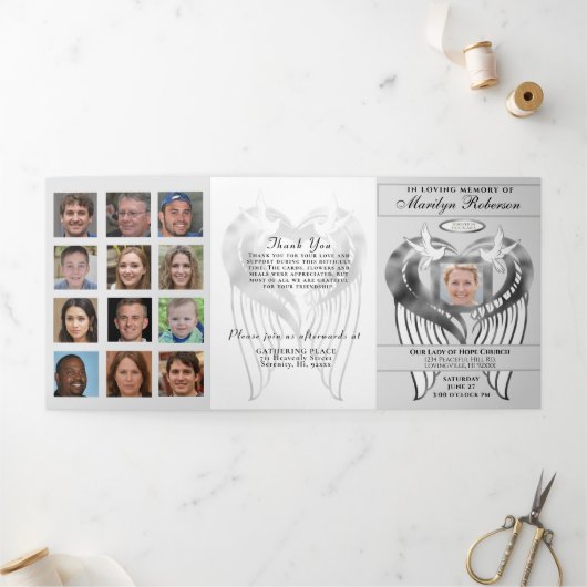 Beerdigung Foto Collage mit Order des Service Tri- Dreifach-gefaltete Programmkarte (Außenbereich)