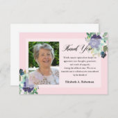 Beerdigung Foto Danke Purple Blumen auf Pink (Vorne/Hinten)