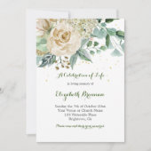 Beerdigung Foto Elegante Rose Blumenblättern Einladung (Vorderseite)