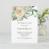 Beerdigung Foto Elegante Rose Blumenblättern Einladung (Stehend Vorderseite)