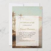 Beerdigung Foto Elegante Tropische Insel Palmen Einladung (Vorderseite)
