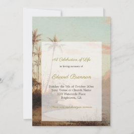 Beerdigung Foto Elegante Tropische Insel Palmen Einladung